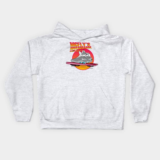 Marty McFly Hoverboards and Shoes Kids Hoodie by jorgejebraws